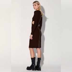 Walter Baker | krystal chocolate ribbed dress with zipper